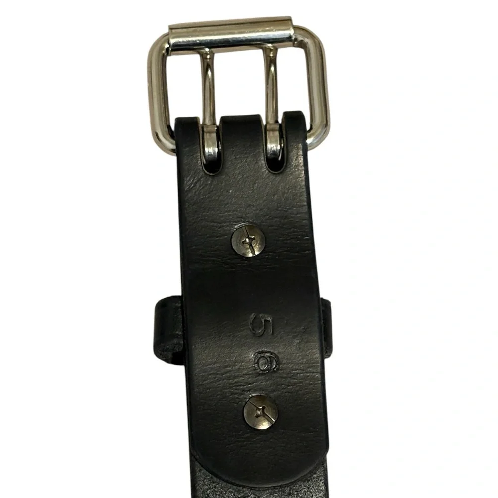 Hanks The Legend 56 Black Leather Double Prong Roller Buckle Wide Belt USA Made